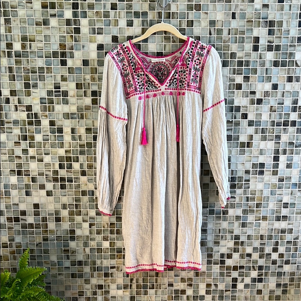 Ulla Johnson Cream Long Sleeve Sundress with Bishop Sleeves